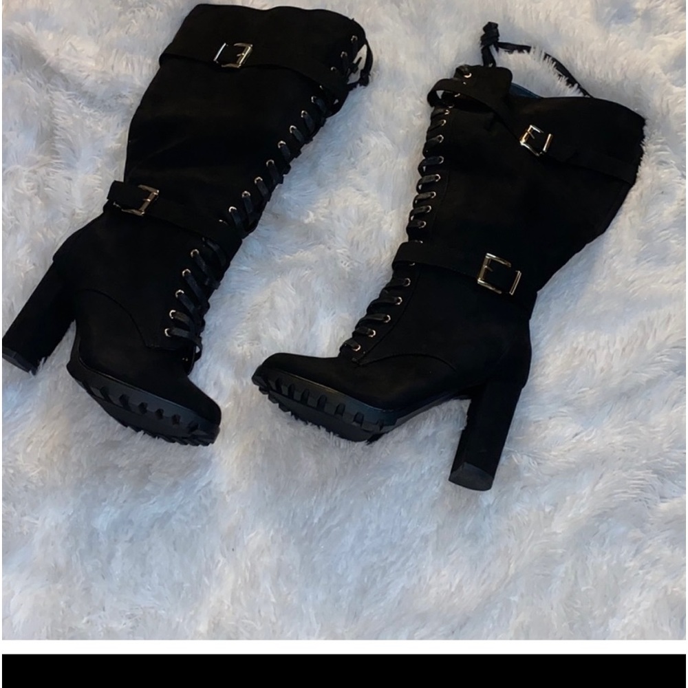 😍✨New Rangi Tall Block Heel Boot Caviar Black 9.5 Wide Calf